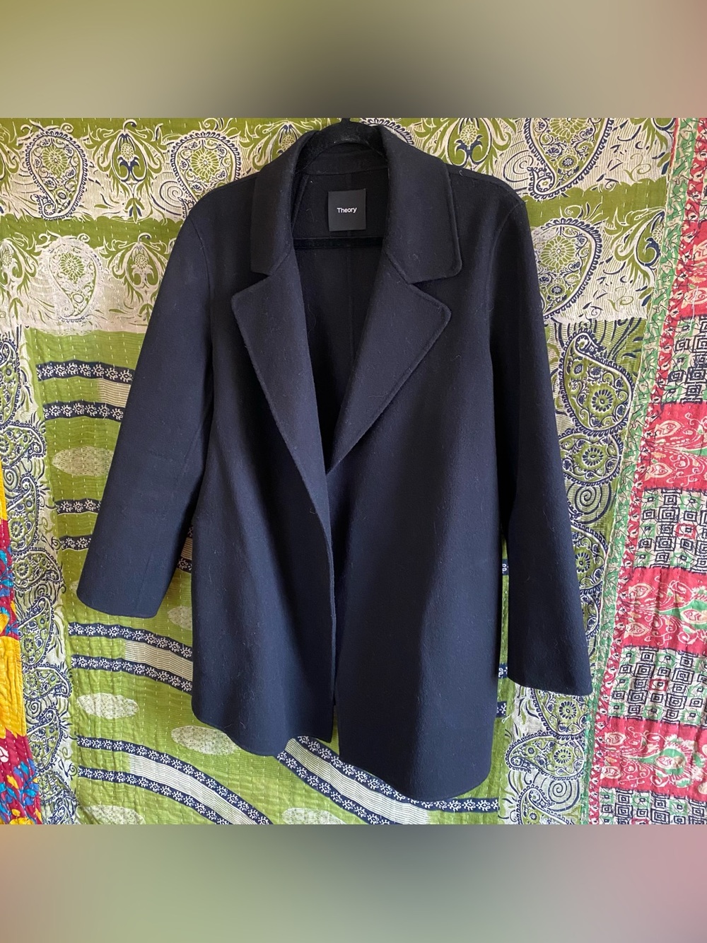 Theory Black Clairene in Double-Face Wool/ Cashmere Coat Large Quiet Luxury - Picture 6 of 16